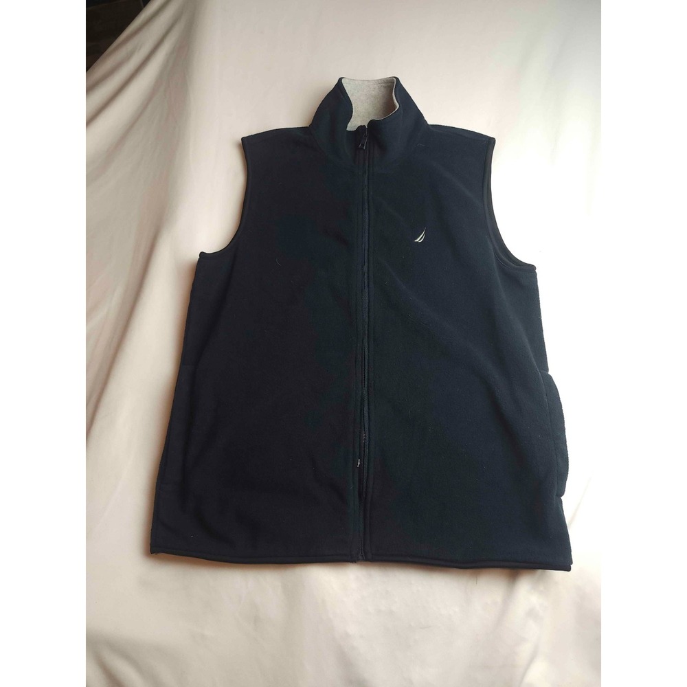 Nautica Fleece Vest Mens Medium Blue Full Zip Outdoor Gorpcore Sporty Preppy